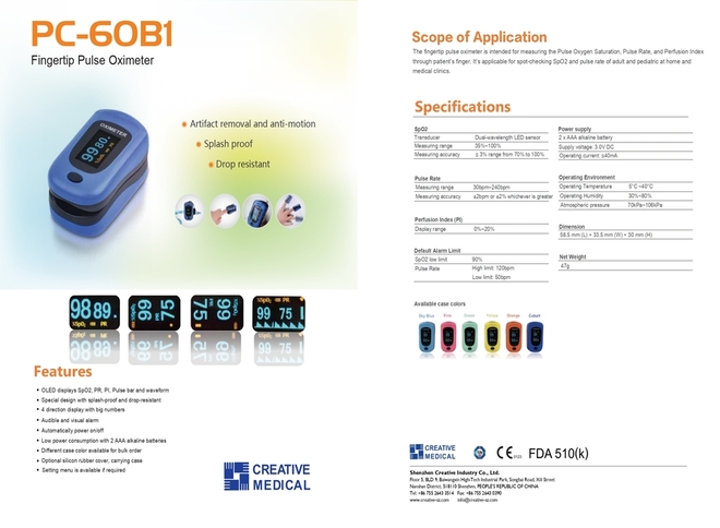  CREATIVE FINGERTIP PULSE OXIMETER