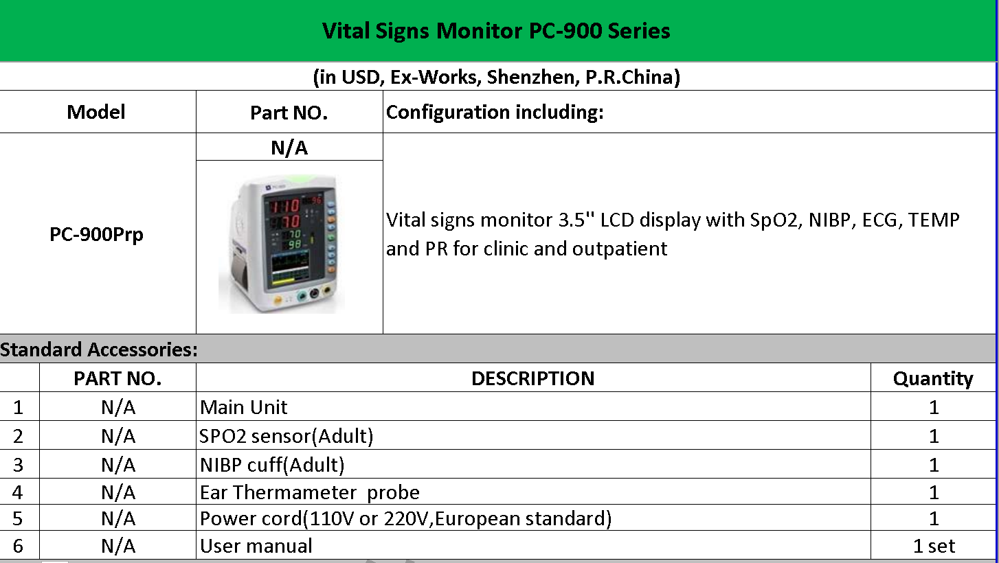PC-900 Pro  Vital Signs Monitor 